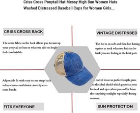 img 3 attached to 🧢 Criss Cross Ponytail Hat Women's Baseball Cap with Distressed Mesh Design - SEO-friendly Dad Hat for Women