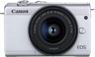 📷 canon eos m200 compact vlogging camera with 4k video, touch panel lcd, built-in wi-fi and bluetooth - white logo