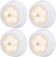 convenient wireless motion sensor closet lights - biglight battery operated puck lights, stick-on led night light for cabinets, counters, stairs - 4 pack логотип