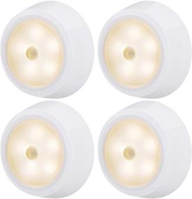 img 4 attached to Convenient Wireless Motion Sensor Closet Lights - BIGLIGHT Battery Operated Puck Lights, Stick-on LED Night Light for Cabinets, Counters, Stairs - 4 Pack