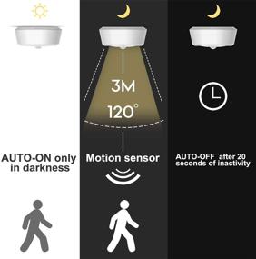 img 3 attached to Convenient Wireless Motion Sensor Closet Lights - BIGLIGHT Battery Operated Puck Lights, Stick-on LED Night Light for Cabinets, Counters, Stairs - 4 Pack