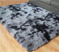 🖤 multi-color pagisofe ultra soft abstract area fluffy rug: black and gray 4x6 feet carpet with rubber backing - perfect accent rugs for living room, bedroom, dining room decor logo