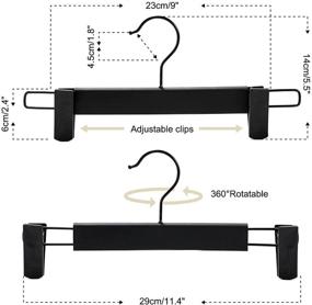 img 2 attached to 👖 Guanjune 10 Pack Pants Hangers - Space-Saving Skirt Holders with 360° Swivel Hooks and Adjustable Clips - Trouser, Clothes, Coat, Garment, Jeans Hangers