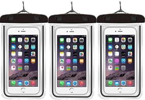 img 4 attached to 📱 Waterproof Pouch Dry Bag Case with Strap - CaseHQ Easy Fit Sports Case Cover - Scratch-Resistant, Slim, Lightweight, Transparent Cover - Submersible for Cellphones Under 5.8 inches (Black 3 Pack)