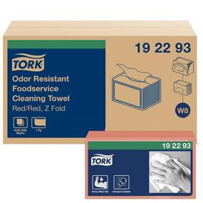 img 1 attached to 🧼 Tork Odor Resistant Foodservice Cleaning Towel - Z-Fold, Red/Red - 200 Towels, Case of 4 Packs - For TORK 655300