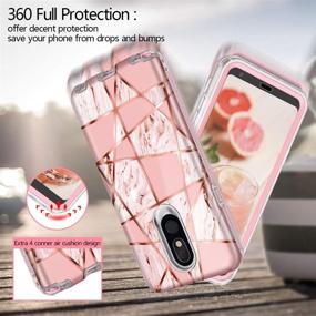 img 2 attached to Hekodonk Marble Pink Case with Built-in Screen Protector for LG Stylo 5/5+ Plus/5X/5v - Heavy Duty Shockproof Full Body Protective Cover with High Impact Hard PC TPU Bumper - Anti-Scratch, TPU Bumper - LG Stylo 5