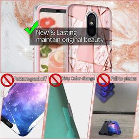 img 1 attached to Hekodonk Marble Pink Case with Built-in Screen Protector for LG Stylo 5/5+ Plus/5X/5v - Heavy Duty Shockproof Full Body Protective Cover with High Impact Hard PC TPU Bumper - Anti-Scratch, TPU Bumper - LG Stylo 5