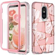 hekodonk marble pink case with built-in screen protector for lg stylo 5/5+ plus/5x/5v - heavy duty shockproof full body protective cover with high impact hard pc tpu bumper - anti-scratch, tpu bumper - lg stylo 5 logo