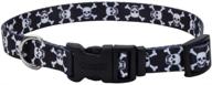 🐶 coastal styles: black skulls adjustable dog collar, 3/4" x 14-20" - sleek and secure accessory for your furry friend logo