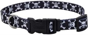 img 1 attached to 🐶 Coastal Styles: Black Skulls Adjustable Dog Collar, 3/4" x 14-20" - Sleek and Secure Accessory for Your Furry Friend