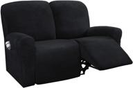 🪑 h.versailtex 6-pieces recliner loveseat covers - velvet stretch slipcovers for 2 cushion sofa - customized form fit - thick & soft - washable - medium size - black color logo