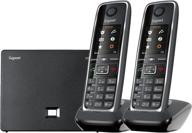 gigaset c530 ip duo – cordless voip phone with additional handset and intercom function for small businesses or home - supports landline and ip (black, pack of 2) logo