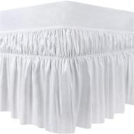 🛏️ utopia queen elastic bed ruffle: easy wrap around microfiber bed skirt - adjustable belt, 16" tailored drop - hotel quality, fade resistant (queen, white) logo