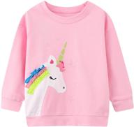 👕 casual fleece crewneck long sleeve little girl sweatshirts: graphic pullover cotton palywear top outfit sweat shirts logo