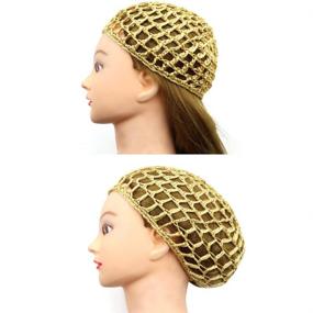 img 2 attached to 🧖 QMSILR 3 Pcs Mesh Crochet Hair Net for Women: Bonnet Head Scarf Cap for Natural Hair Care, Night Sleeping & Stylish Curly Long Hair Accessories