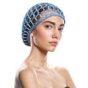 img 1 attached to 🧖 QMSILR 3 Pcs Mesh Crochet Hair Net for Women: Bonnet Head Scarf Cap for Natural Hair Care, Night Sleeping & Stylish Curly Long Hair Accessories