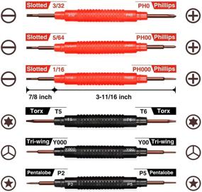 img 1 attached to 🛠️ 6-частый набор прецизионных отверток с выдвижным футляром - двухсторонние магнитные маленькие отвертки 12 размеров: Phillips, Slotted, Torx, Pentalobe и Triwing. Идеально подходит для компьютера, очков, часов, телефона и переключателей.