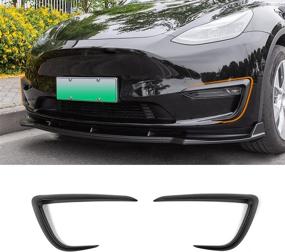 img 4 attached to Fit Tesla Model Y Fog Light Trim Spoiler Front Fog Light Cover Eyebrow Covers For Tesla Model Y Accessories 2020 2021 (Matte Black)