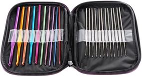 img 4 attached to 🧶 LIHAO 22-Piece Aluminum Handle Crochet Hooks Knitting Needles Set: Versatile Yarn Weaving Tools