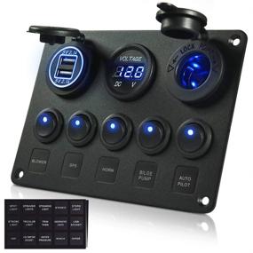 img 4 attached to 🛥️ MNJ MOTOR 5 Gang Toggle Switch Panel: Waterproof 12V-24V Dual USB Charger, Digital Voltmeter, Cigarette Lighter Socket. Ideal for Boat RV SUV ATV Truck Marine