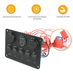 img 1 attached to 🛥️ MNJ MOTOR 5 Gang Toggle Switch Panel: Waterproof 12V-24V Dual USB Charger, Digital Voltmeter, Cigarette Lighter Socket. Ideal for Boat RV SUV ATV Truck Marine