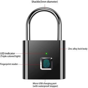 img 2 attached to 🔒 Fingerprint Padlock by AICase - Ultra Light One Touch Open Lock with USB Charging for Gym, Sports, School Locker, Fence, Suitcase, Bike - No App, No Bluetooth, No Trouble