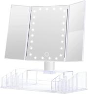 💄 gulauri lighted makeup mirror - tri-fold vanity mirror with lights and magnification, 3x/2x magnifying, 24 led light, touch screen, 180 degree adjustable, white, and storage logo