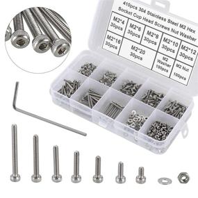img 4 attached to 🔩 HanTof 410Pcs M2 Stainless Steel Fully Threaded Machine Screws Bolts Kit with Hex Wrench - Small/Tiny/Micro Size Assortment for Various Applications
