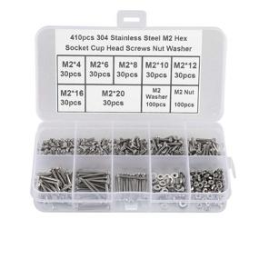 img 3 attached to 🔩 HanTof 410Pcs M2 Stainless Steel Fully Threaded Machine Screws Bolts Kit with Hex Wrench - Small/Tiny/Micro Size Assortment for Various Applications