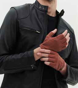 img 4 attached to 🧤 YISEVEN Fingerless Lambskin Leather Motorcycle Accessories: Stylish Men's Gloves & Mittens
