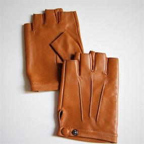 img 3 attached to 🧤 YISEVEN Fingerless Lambskin Leather Motorcycle Accessories: Stylish Men's Gloves & Mittens