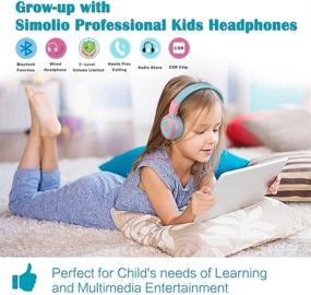 img 1 attached to 🎧 SIMOLIO Kids Bluetooth Headphones with MIC & Volume Control: Portable, Volume-Limited Kid Stereo Headset for Study, iPad, Tablet, Airplane - 15H Playtime, Foldable, with Portable Bag