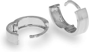 img 3 attached to Sterling Silver Square Edge Shiny Huggie Hoop Earrings 3.8x11mm by Ritastephens