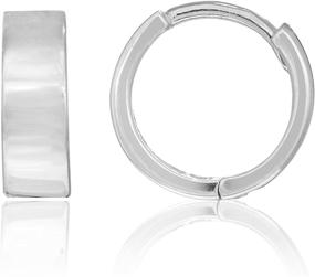 img 4 attached to Sterling Silver Square Edge Shiny Huggie Hoop Earrings 3.8x11mm by Ritastephens