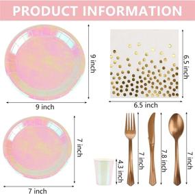 img 2 attached to Golden Dots Party Supplies - Disposable Dinnerware Set for Birthday Wedding Party - Includes Paper Plates, Desert Plates, Cups, Forks, Knives, Napkins (92 Pcs, Serve 12)