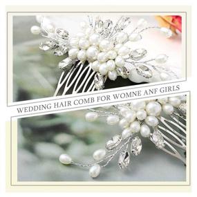 img 2 attached to 💎 Cosydays Pearl Bride Wedding Hair Comb - Elegant Rhinestone Crystal Bridal Hair Piece & Accessories for Women and Girls (A-Silver)