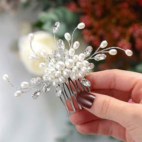 img 4 attached to 💎 Cosydays Pearl Bride Wedding Hair Comb - Elegant Rhinestone Crystal Bridal Hair Piece & Accessories for Women and Girls (A-Silver)