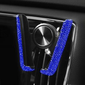 img 3 attached to 💎 Bling Car Mount Stand Phone Holder: Crystal Rhinestone Mini Stand for Women and Girls - Blue
