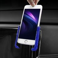 💎 bling car mount stand phone holder: crystal rhinestone mini stand for women and girls - blue logo