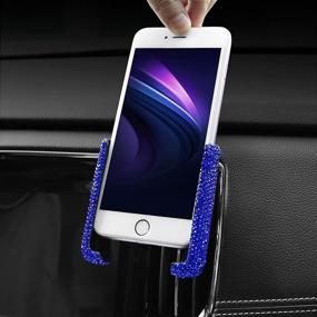 img 4 attached to 💎 Bling Car Mount Stand Phone Holder: Crystal Rhinestone Mini Stand for Women and Girls - Blue
