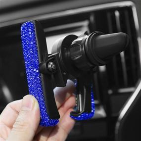 img 2 attached to 💎 Bling Car Mount Stand Phone Holder: Crystal Rhinestone Mini Stand for Women and Girls - Blue