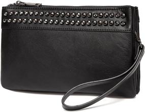 img 4 attached to 👛 Stylish Wristlet Clutch Purses: VASCHY SAC Large Studs Soft Faux Leather Crossbody Evening Clutch Wallet for Women