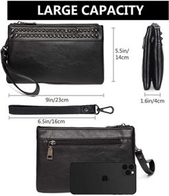 img 2 attached to 👛 Stylish Wristlet Clutch Purses: VASCHY SAC Large Studs Soft Faux Leather Crossbody Evening Clutch Wallet for Women