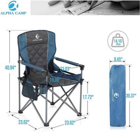 img 3 attached to ALPHA CAMP Oversized Camping Folding Chair with Padded Quad Armrests - Heavy Duty Support up to 450 LBS, Steel Frame Collapsible Lawn Chair with Cup Holder, Quad Lumbar Back Support Chair - Portable for Outdoor Activities