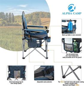 img 2 attached to ALPHA CAMP Oversized Camping Folding Chair with Padded Quad Armrests - Heavy Duty Support up to 450 LBS, Steel Frame Collapsible Lawn Chair with Cup Holder, Quad Lumbar Back Support Chair - Portable for Outdoor Activities