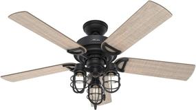 img 3 attached to 🔔 Hunter Rustic 52 Inch Starklake Indoor/Outdoor Ceiling Fan with 3 LED Edison Bulbs, Pull Chain Control, Quiet 3-Speed Motor - Natural Iron Finish - By Hunter Fan Company (50409)