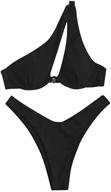 👙 zaful women's sexy cutout one shoulder bikini: underwire padded cheeky thong brazilian swimsuit logo