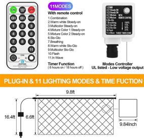 img 2 attached to 🌟 Waterproof Dual Color Net Lights with Remote Control - Easy Install, 11 Modes - 200 LED Outdoor Mesh Lights for Bushes, Christmas Holiday, Wedding, Party, Thanksgiving Decorations