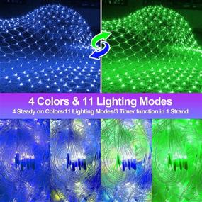 img 1 attached to 🌟 Waterproof Dual Color Net Lights with Remote Control - Easy Install, 11 Modes - 200 LED Outdoor Mesh Lights for Bushes, Christmas Holiday, Wedding, Party, Thanksgiving Decorations