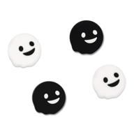 👻 4pcs cute ghost thumb grip caps for nintendo switch / oled / switch lite - black & white, soft silicone joystick cover by geekshare logo
